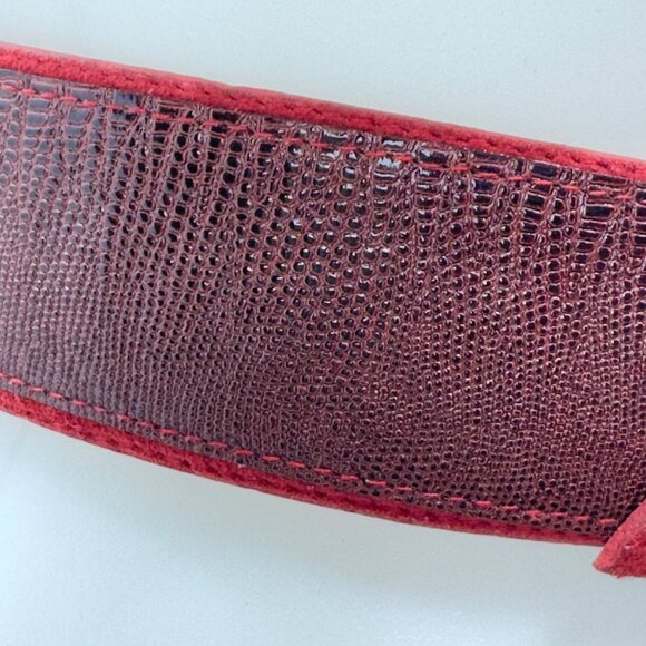 Vintage Milor Red Leather Snake Embossed Belt With Leather Covered  Gild-Tine  B - Picture 5 of 12